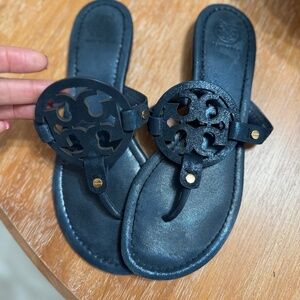 Navy sparkle Tory Burch miller sandals